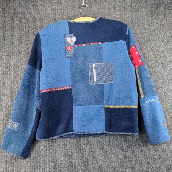 Vintage Koret City Womens Blues Button-Up Patchwork Jacket Blue L Embellished - Picture 5 of 11
